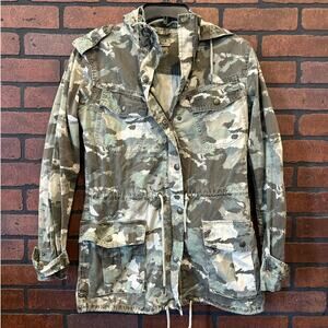 Talula jacket size XXS military style Camouflage faded coat Hooded zipup trooper